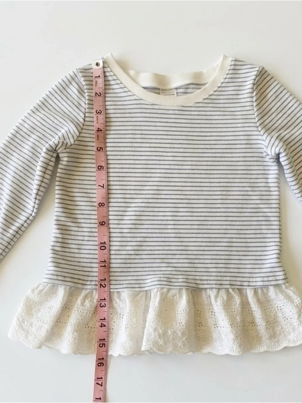 OshKosh B'gosh Toddler 5T Striped Dress/Top with Lace Ruffle Hem